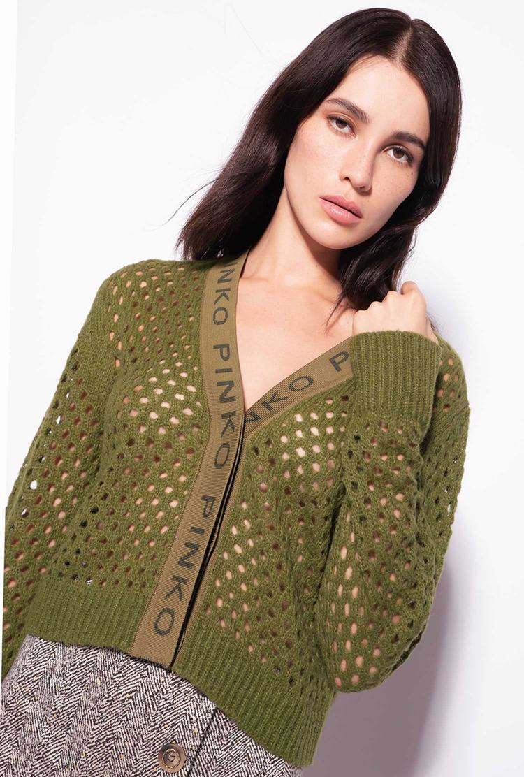 Green Women's Pinko Mesh-knit Cardigan | Ireland-49726319