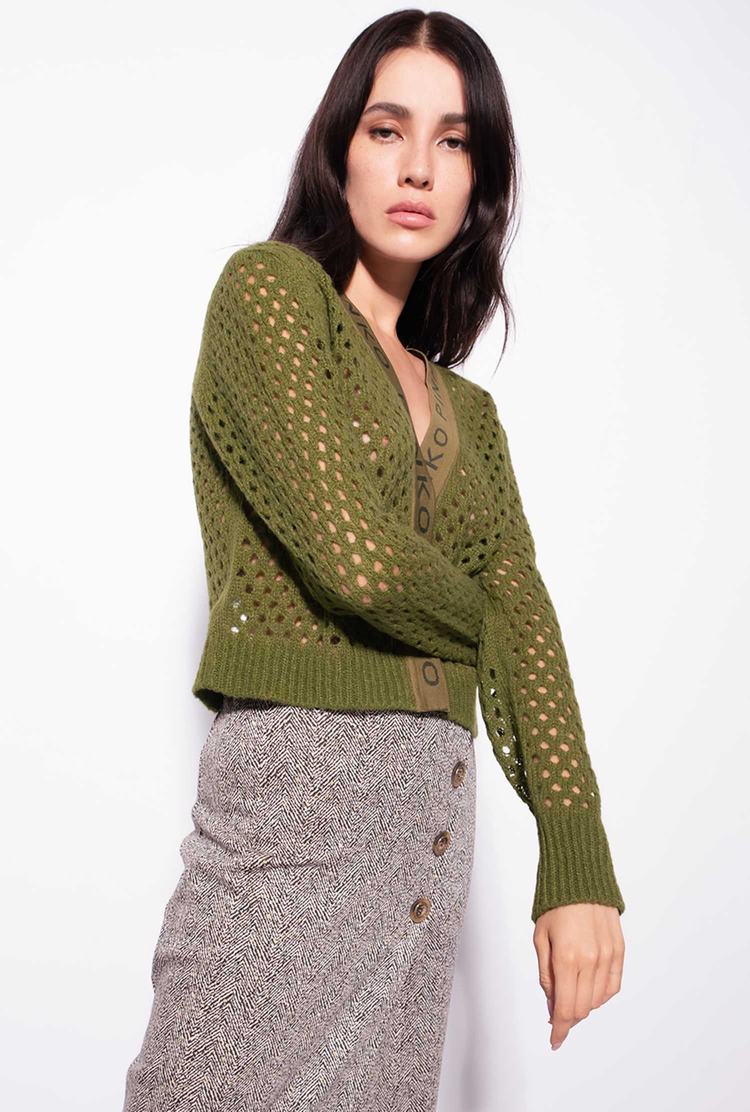 Green Women's Pinko Mesh-knit Cardigan | Ireland-49726319