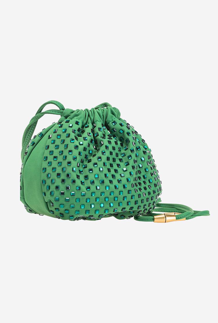 Green Women's Pinko Rhinestones All Over Handbag | Ireland-35069479