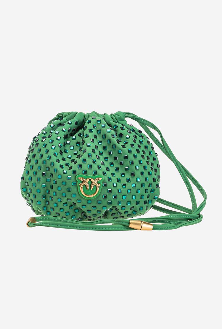 Green Women\'s Pinko Rhinestones All Over Handbag | Ireland-35069479