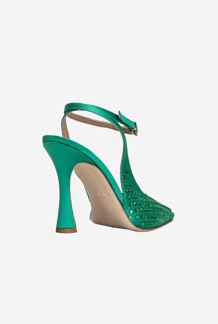 Green Women's Pinko Rhinestones Heels | Ireland-06175899