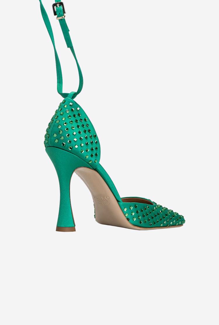 Green Women's Pinko Rhinestones Heels | Ireland-12405869