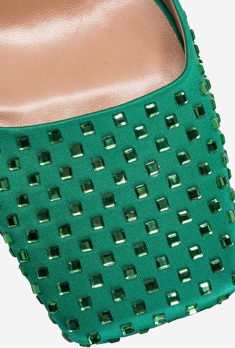 Green Women's Pinko Rhinestones Heels | Ireland-12405869