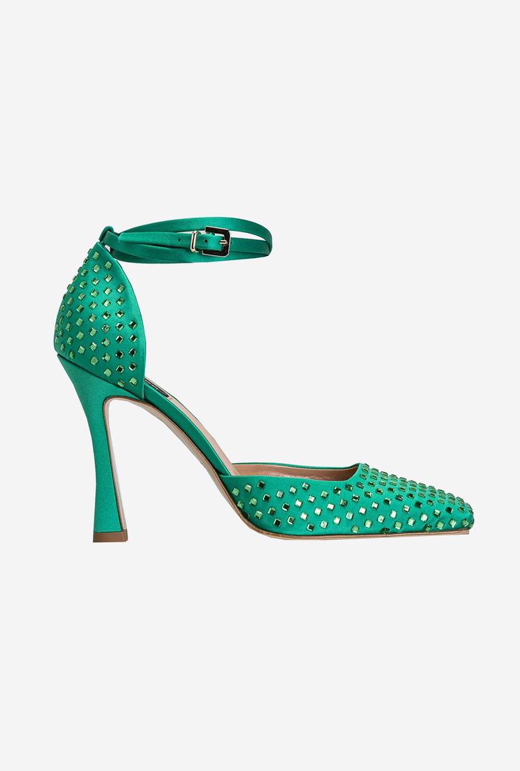 Green Women\'s Pinko Rhinestones Heels | Ireland-12405869