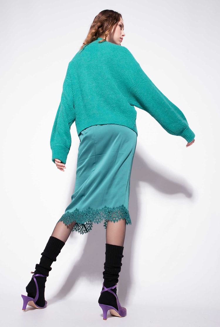 Green Women's Pinko Satin And Lace Skirts | Ireland-27638499