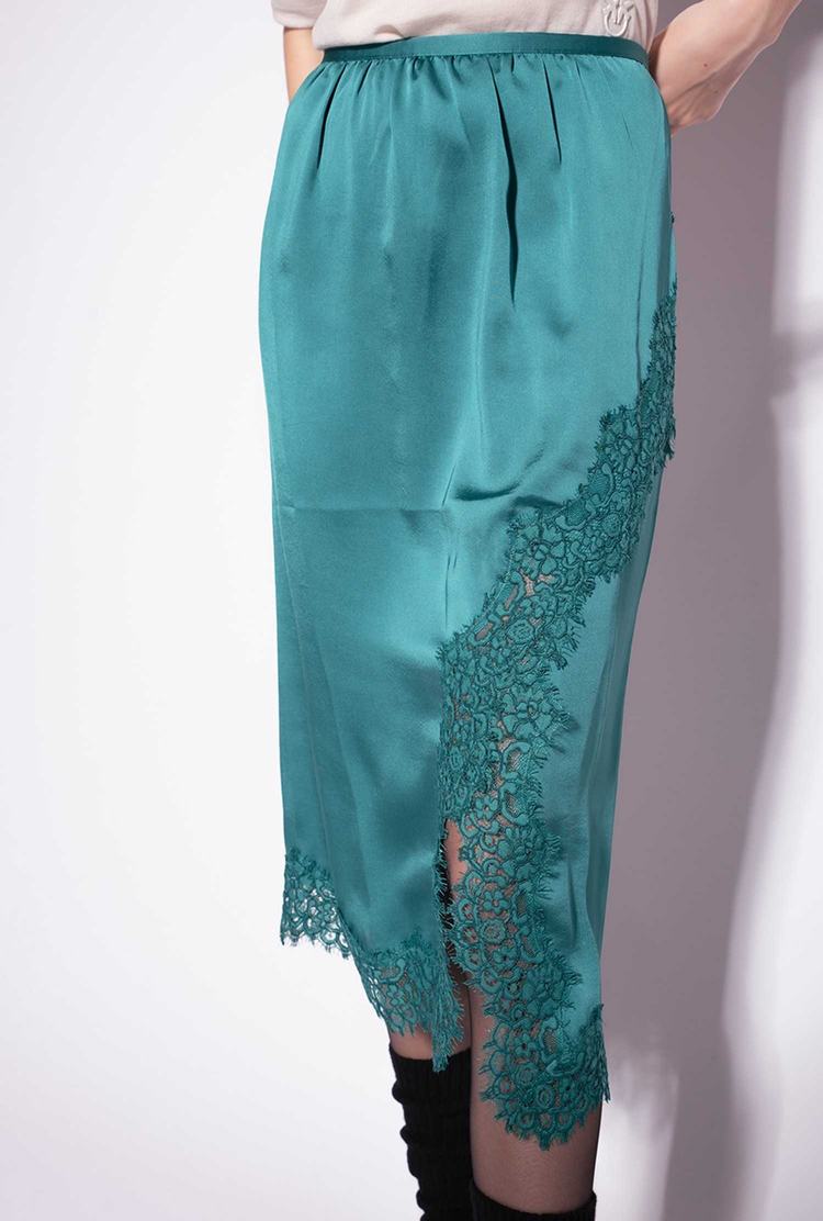 Green Women's Pinko Satin And Lace Skirts | Ireland-27638499