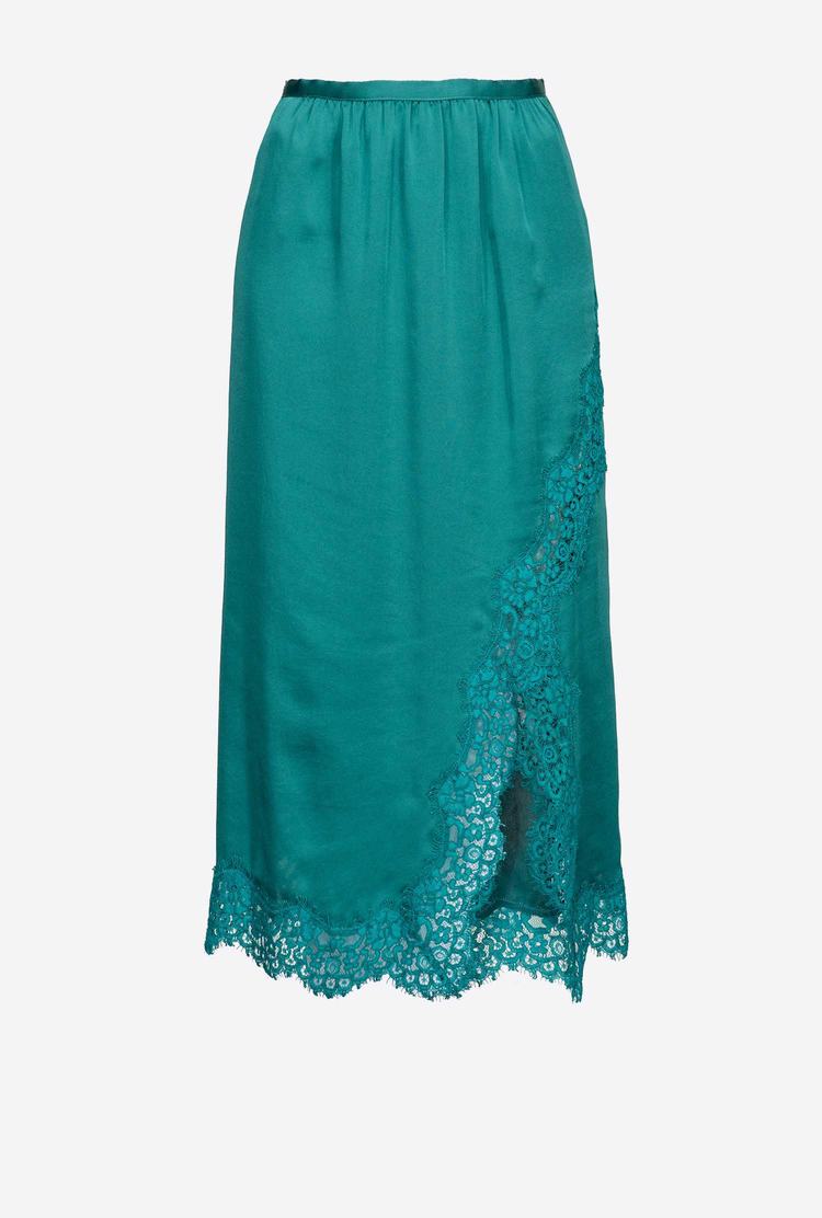 Green Women's Pinko Satin And Lace Skirts | Ireland-27638499