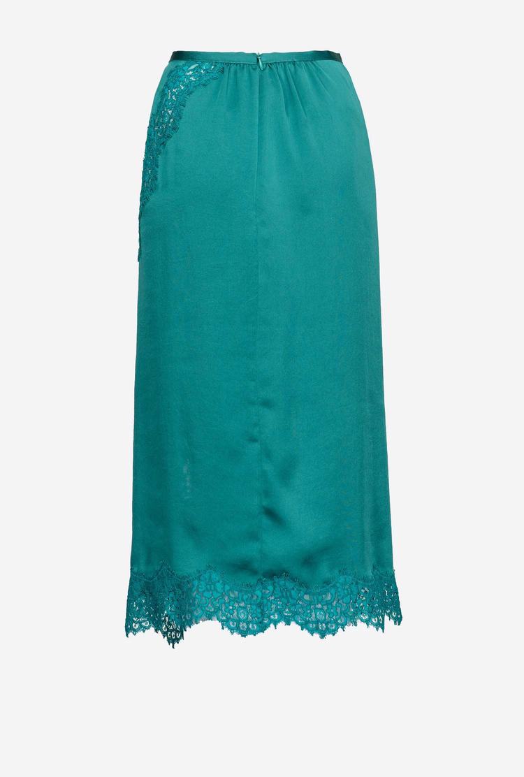 Green Women's Pinko Satin And Lace Skirts | Ireland-27638499