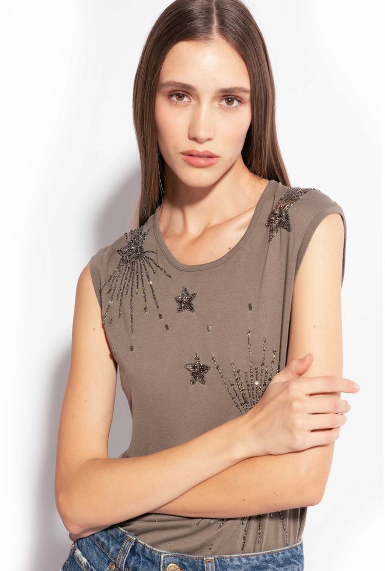 Green Women's Pinko Shiny Star Embroidery Tanks | Ireland-03742859