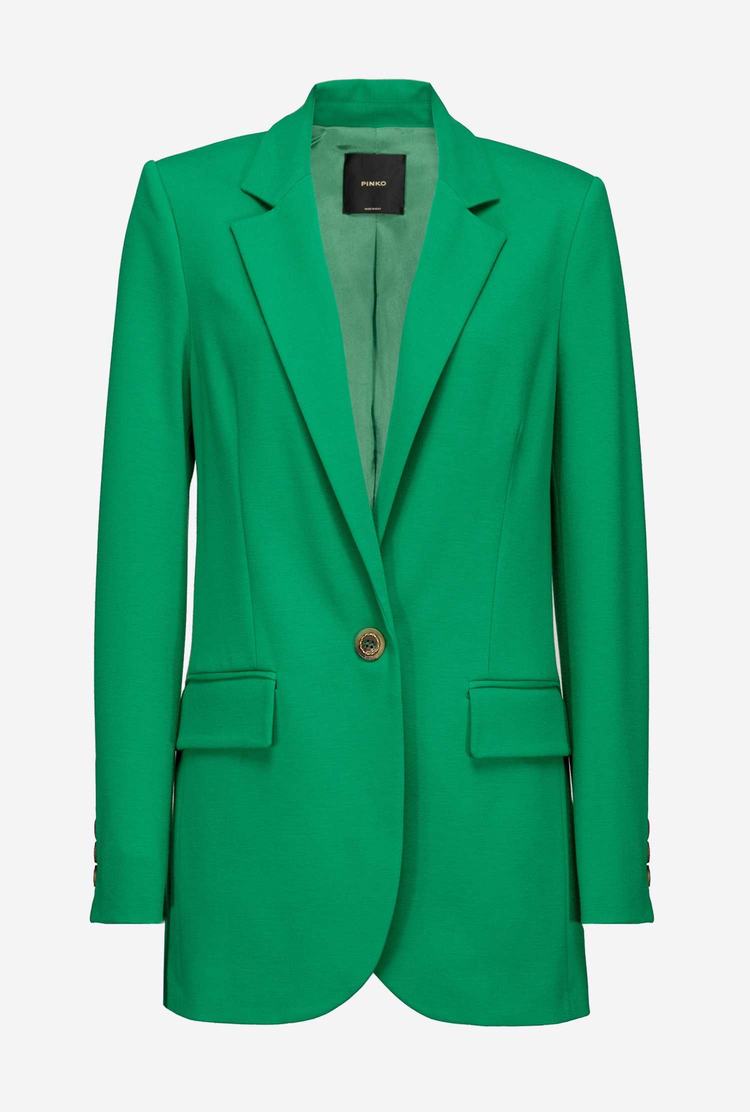 Green Women's Pinko Single-breasted Fabric-stitch Blazers | Ireland-27196389