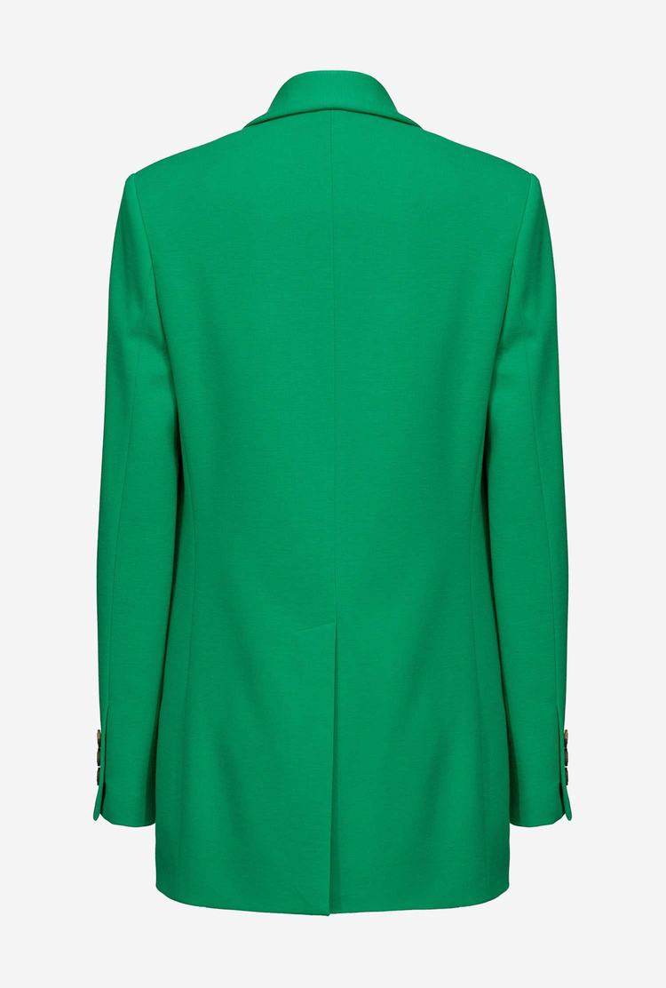 Green Women's Pinko Single-breasted Fabric-stitch Blazers | Ireland-27196389