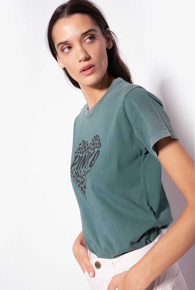 Green Women's Pinko Spotted Heart T Shirts | Ireland-45308279