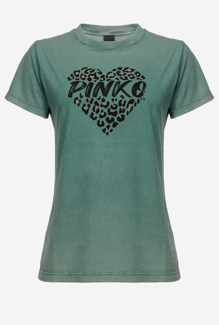 Green Women's Pinko Spotted Heart T Shirts | Ireland-45308279