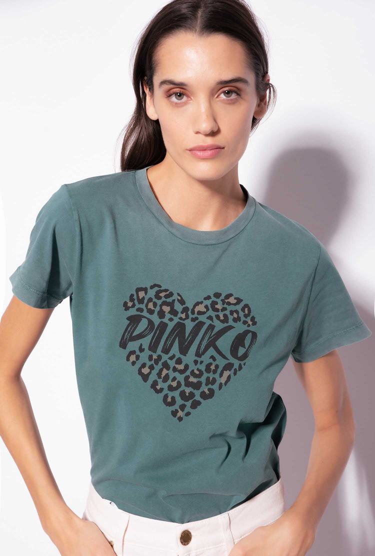 Green Women\'s Pinko Spotted Heart T Shirts | Ireland-45308279