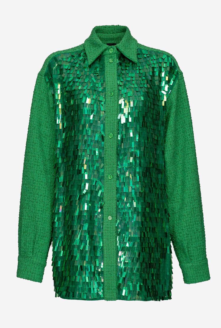 Green Women's Pinko Square-shaped Sequins Jackets | Ireland-70382949