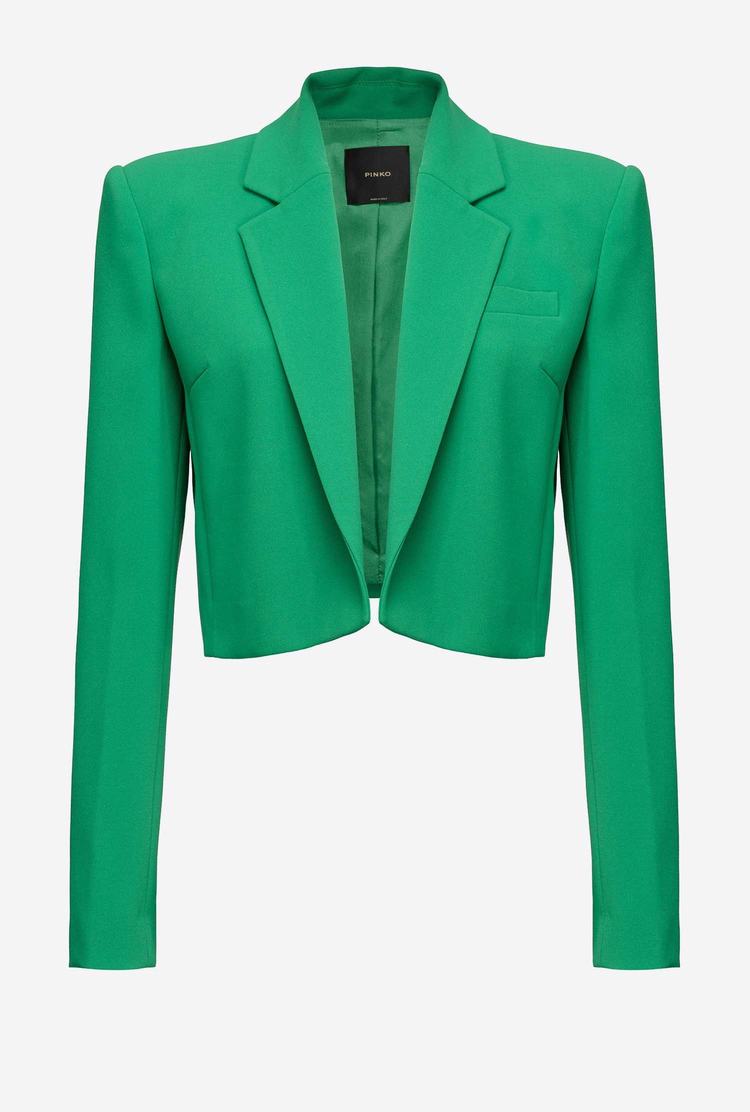 Green Women's Pinko Stretch Crepe Spencer Jackets | Ireland-18546979