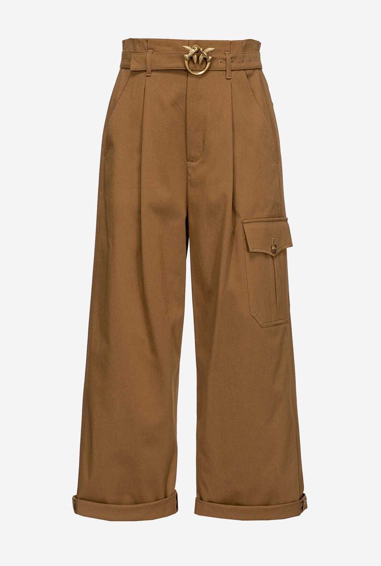 Green Women's Pinko Wide-leg Cargo Pants | Ireland-43916589