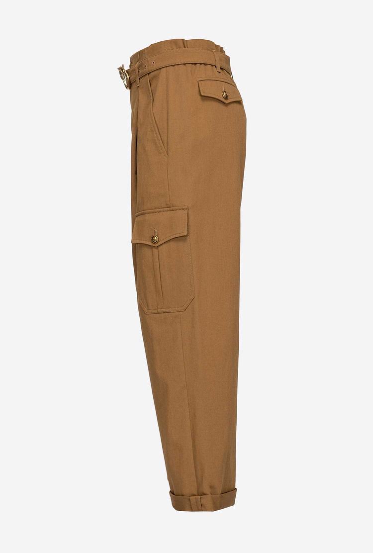 Green Women's Pinko Wide-leg Cargo Pants | Ireland-43916589