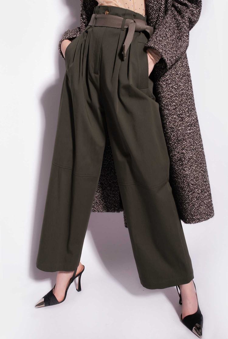 Green Women's Pinko Wide-leg Pants | Ireland-15260399