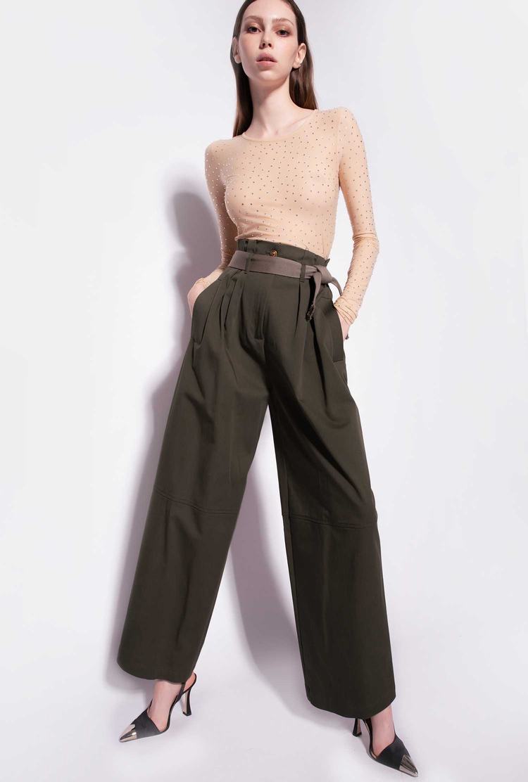 Green Women's Pinko Wide-leg Pants | Ireland-15260399