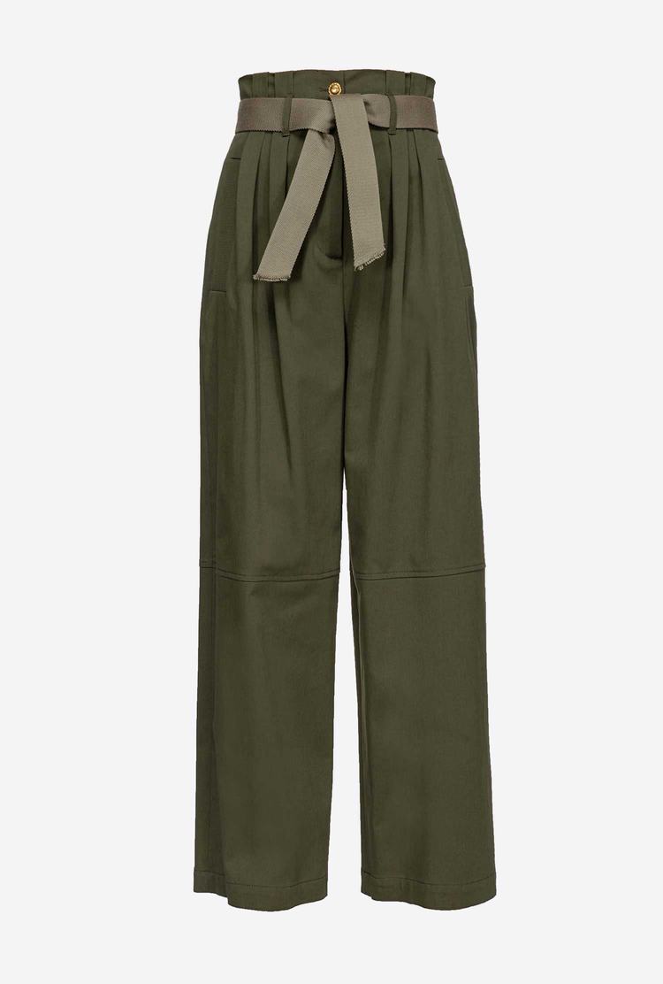 Green Women's Pinko Wide-leg Pants | Ireland-15260399