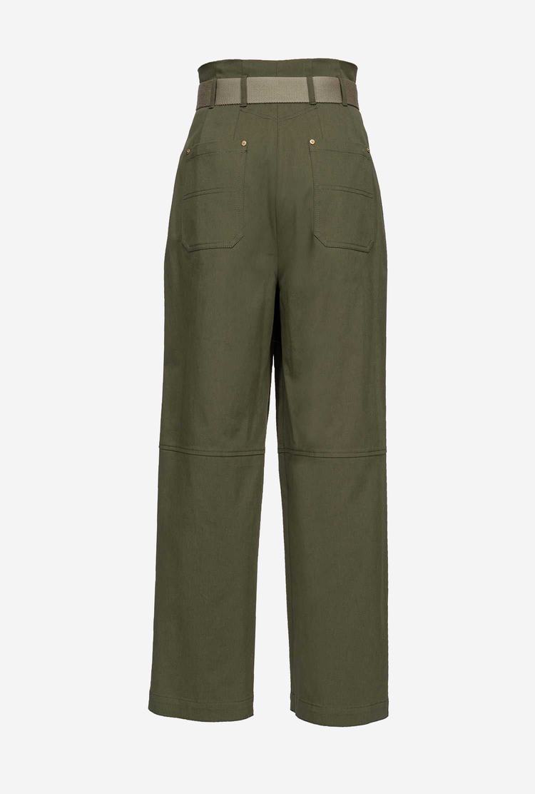 Green Women's Pinko Wide-leg Pants | Ireland-15260399