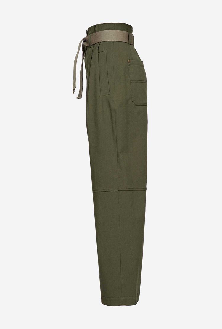 Green Women's Pinko Wide-leg Pants | Ireland-15260399