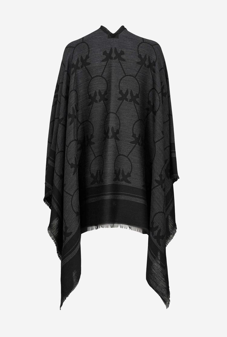 Grey/Black Women's Pinko Large Love Birds Shawl Scarves | Ireland-35620979