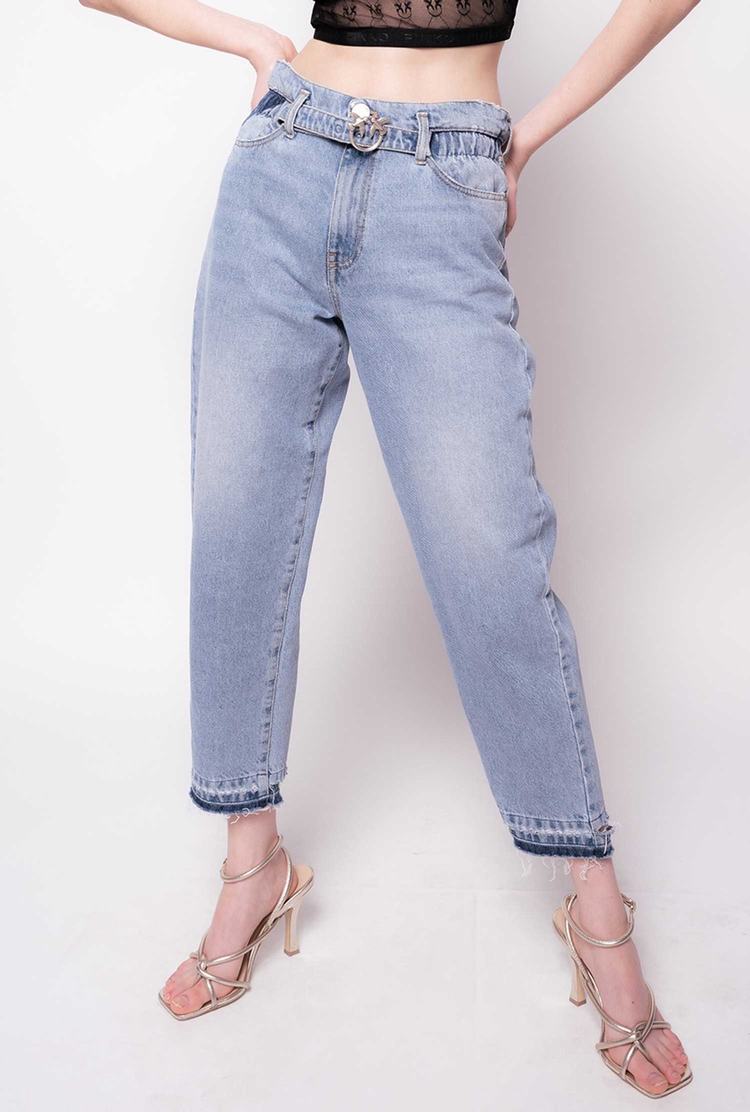 Grey Blue Women's Pinko Love Birds Jeans | Ireland-87062419