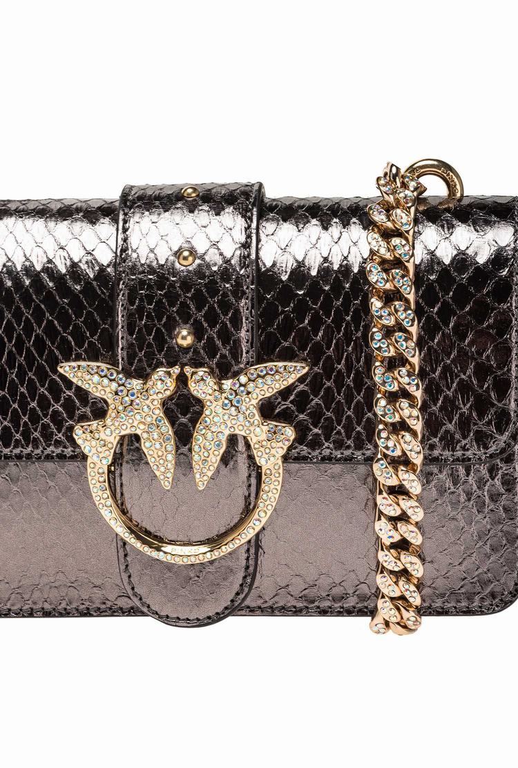 Grey Gold Women's Pinko Galleria Laminated Reptile Mini Love Bag One Crossbody Bags | Ireland-69452319