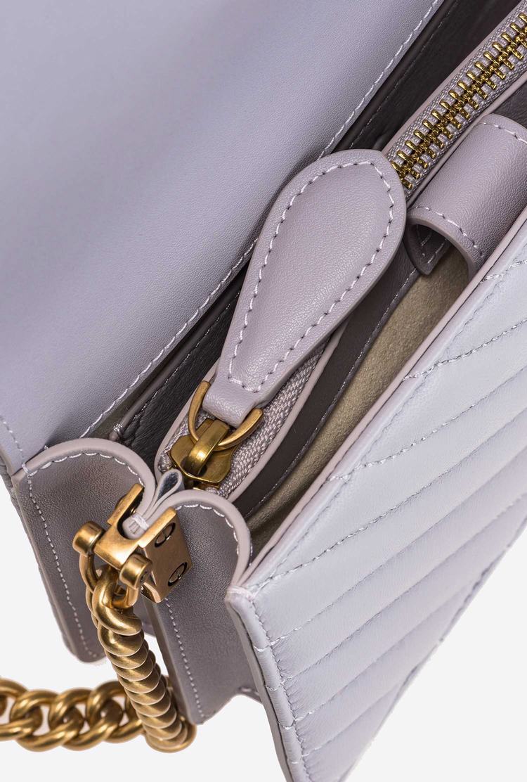 Grey Gold Women's Pinko Mini Love Bag Click Chevron Crossbody Bags | Ireland-08613759