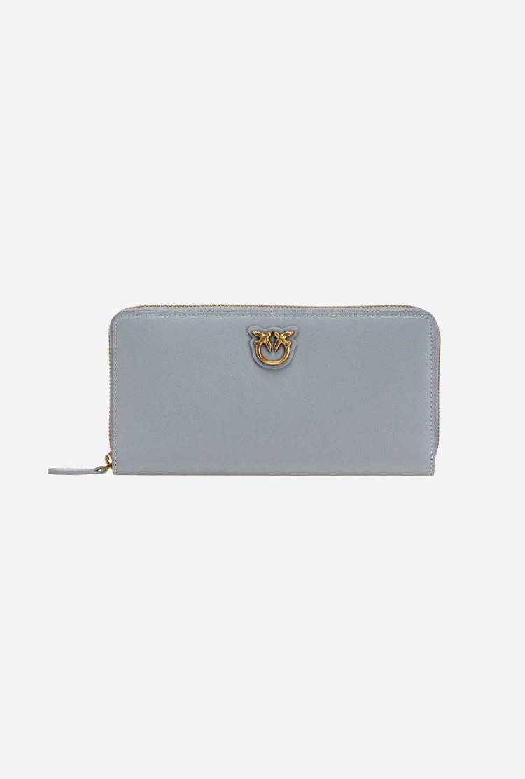 Grey Gold Women\'s Pinko Zip-around Leather Purses | Ireland-21307459