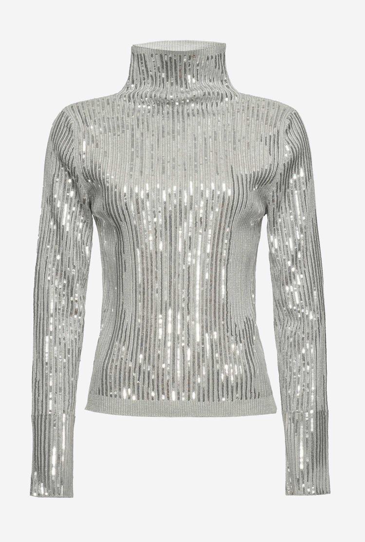 Grey/Silver Women's Pinko Sequinned Sweaters | Ireland-39621749