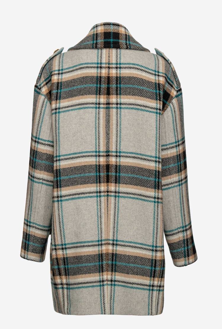 Grey/Turquoise Women's Pinko Check Coats | Ireland-90253179