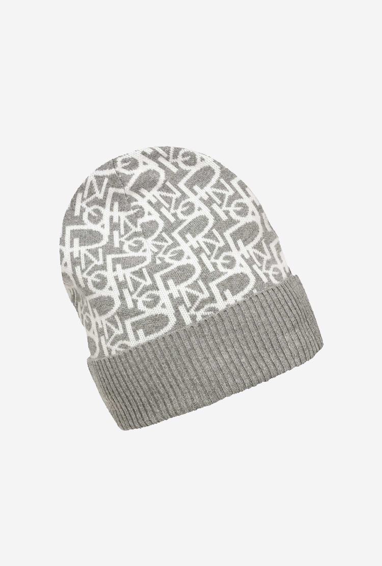 Grey/White Women's Pinko Monogram Beanie | Ireland-82153499