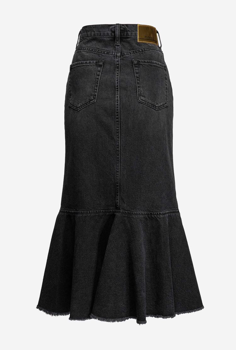 Grey Women's Pinko Black Denim Midi Skirts | Ireland-24185399