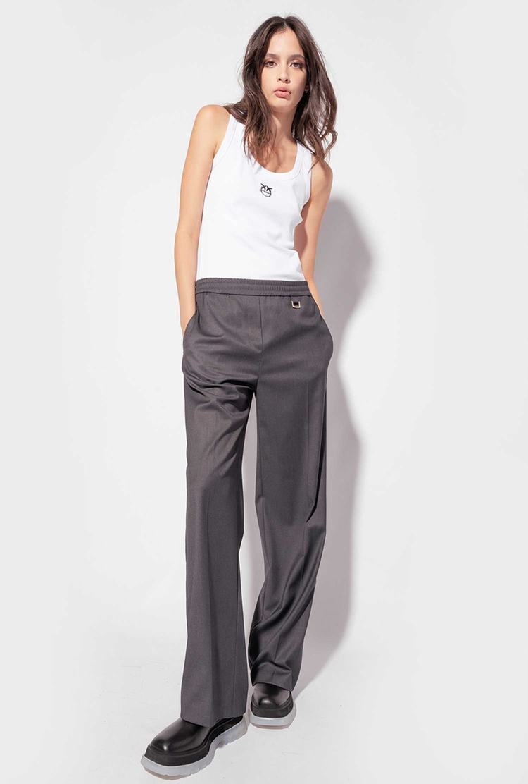 Grey Women's Pinko Elastic Waist Pants | Ireland-45983129