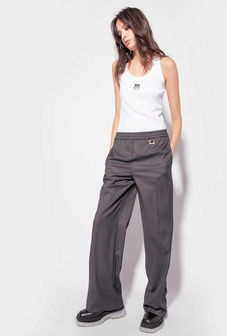 Grey Women's Pinko Elastic Waist Pants | Ireland-45983129