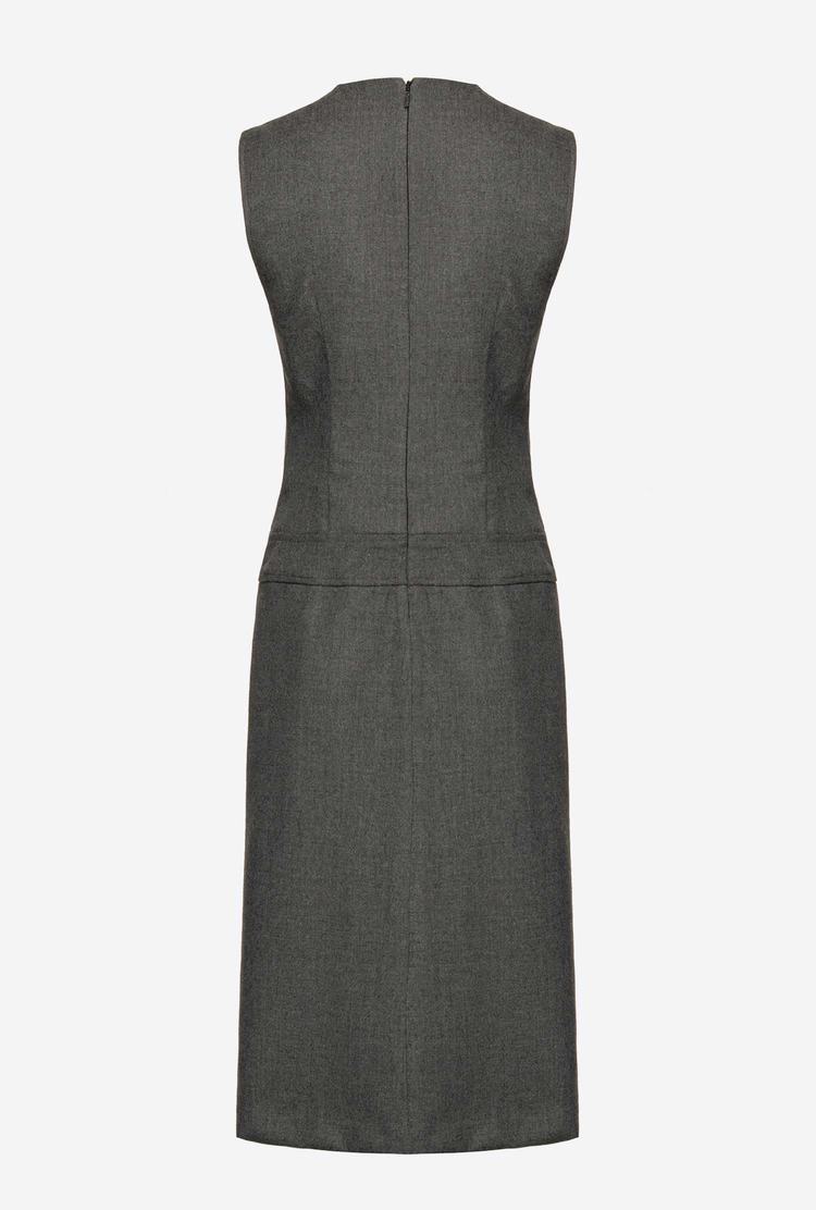 Grey Women's Pinko Flannel And Lace Midi Dress | Ireland-78350969