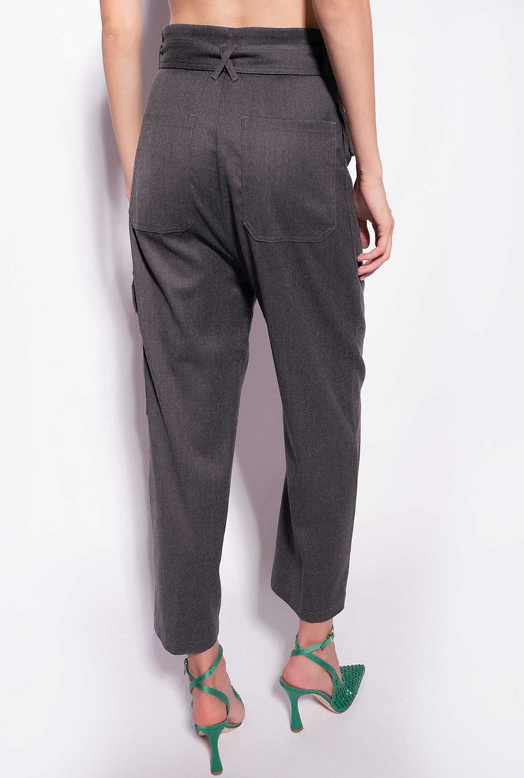 Grey Women's Pinko Flannel Cargo Pants | Ireland-01842979