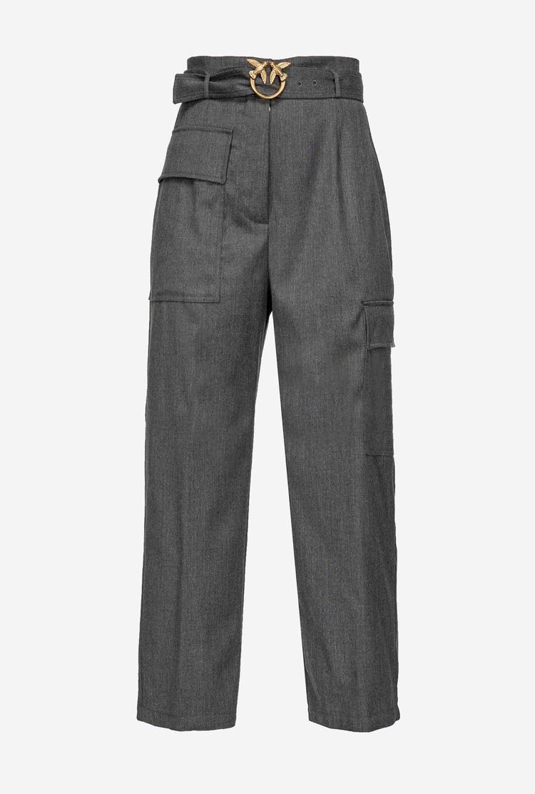 Grey Women's Pinko Flannel Cargo Pants | Ireland-01842979