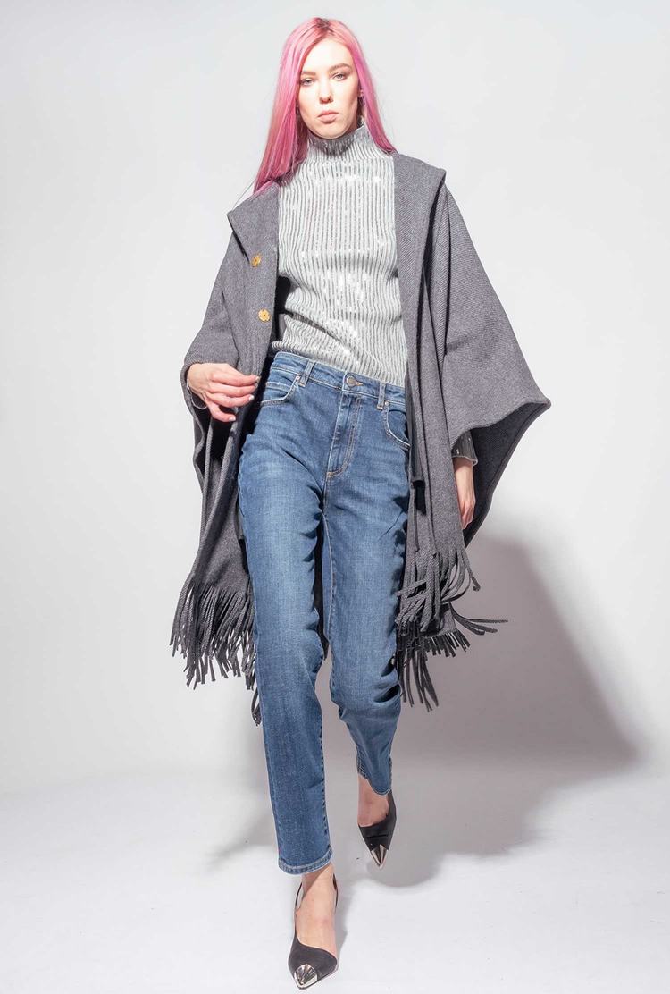 Grey Women's Pinko Fringing Coats | Ireland-98756019