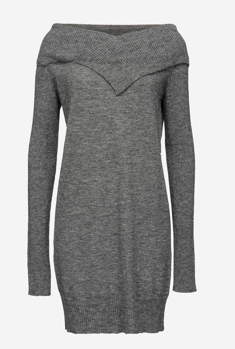 Grey Women's Pinko Off-the-shoulder Knit Dress | Ireland-69402319