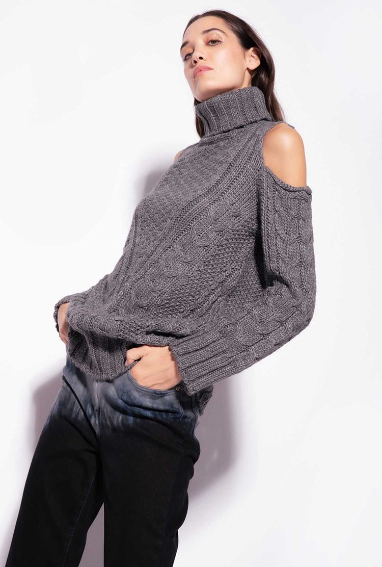 Grey Women's Pinko Off-the-shoulder Pullover | Ireland-15639429