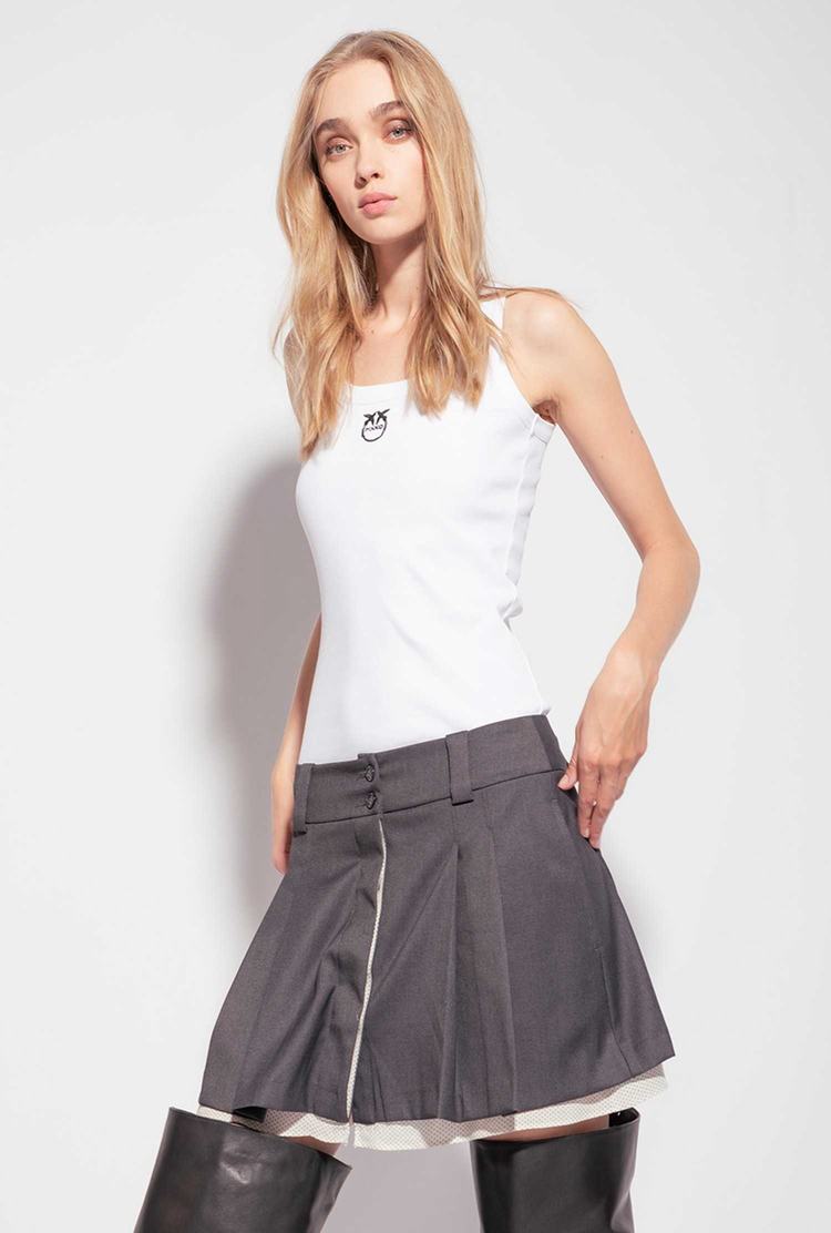 Grey Women\'s Pinko Pleated Mini Skirts | Ireland-53482679