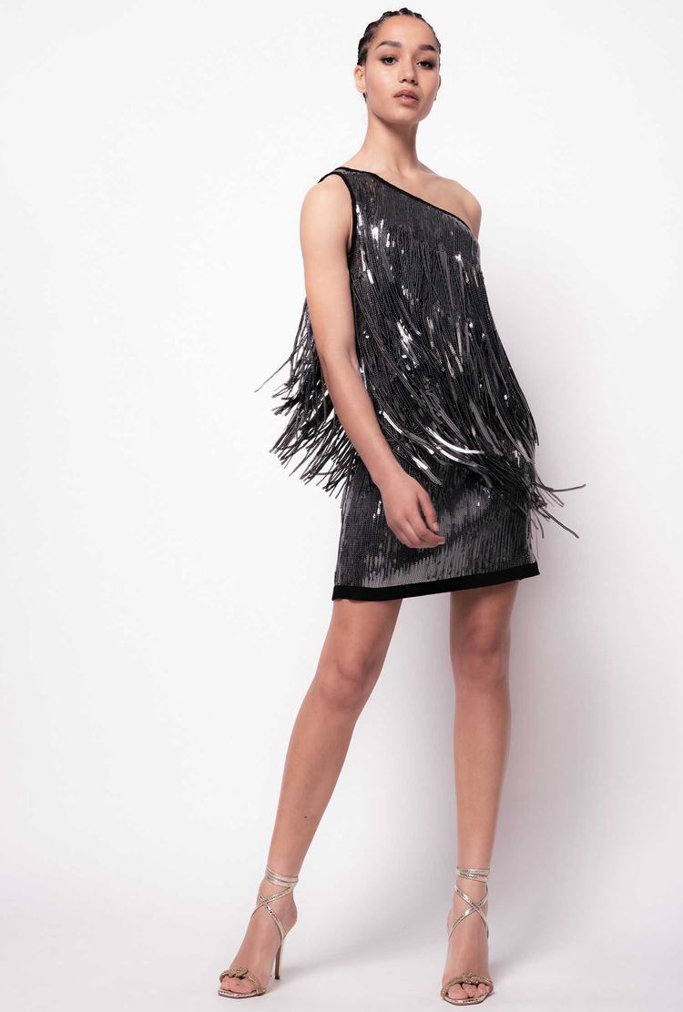 Grey Women\'s Pinko Sequins And Fringing Dress | Ireland-04385619