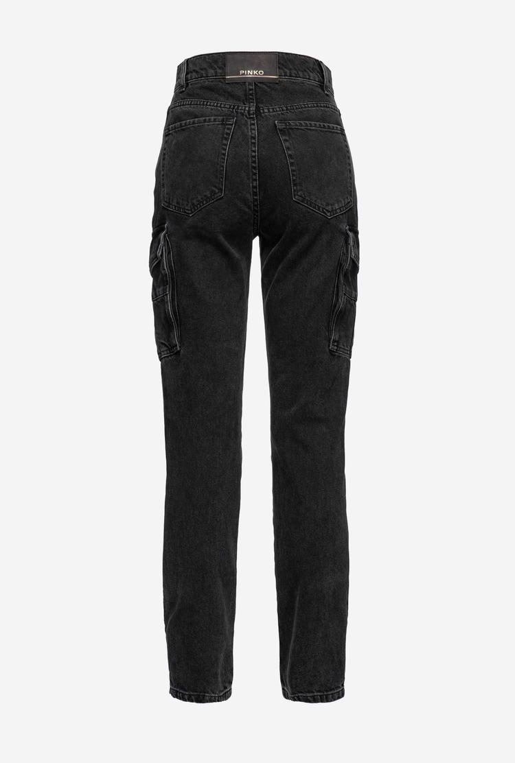 Grey Women's Pinko Slim-fit Cargo Jeans | Ireland-36142879