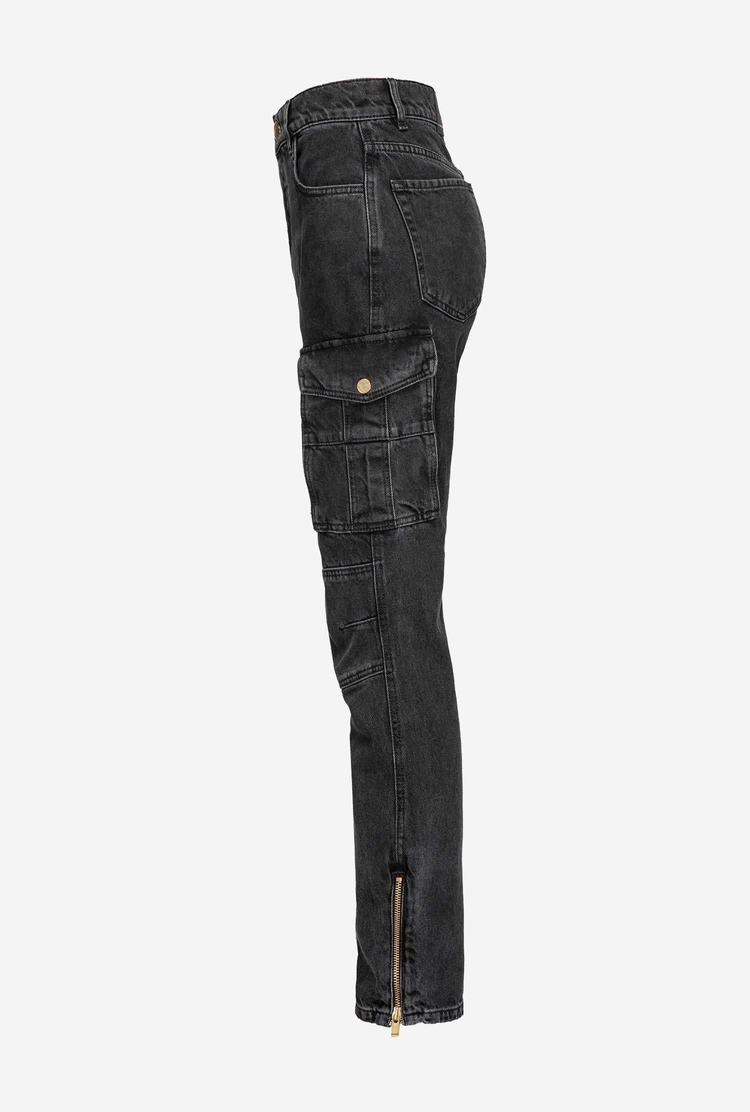 Grey Women's Pinko Slim-fit Cargo Jeans | Ireland-36142879