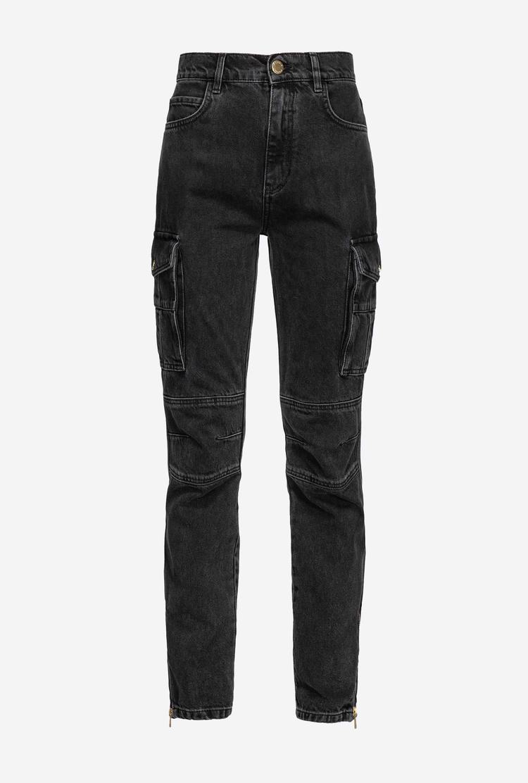 Grey Women\'s Pinko Slim-fit Cargo Jeans | Ireland-36142879