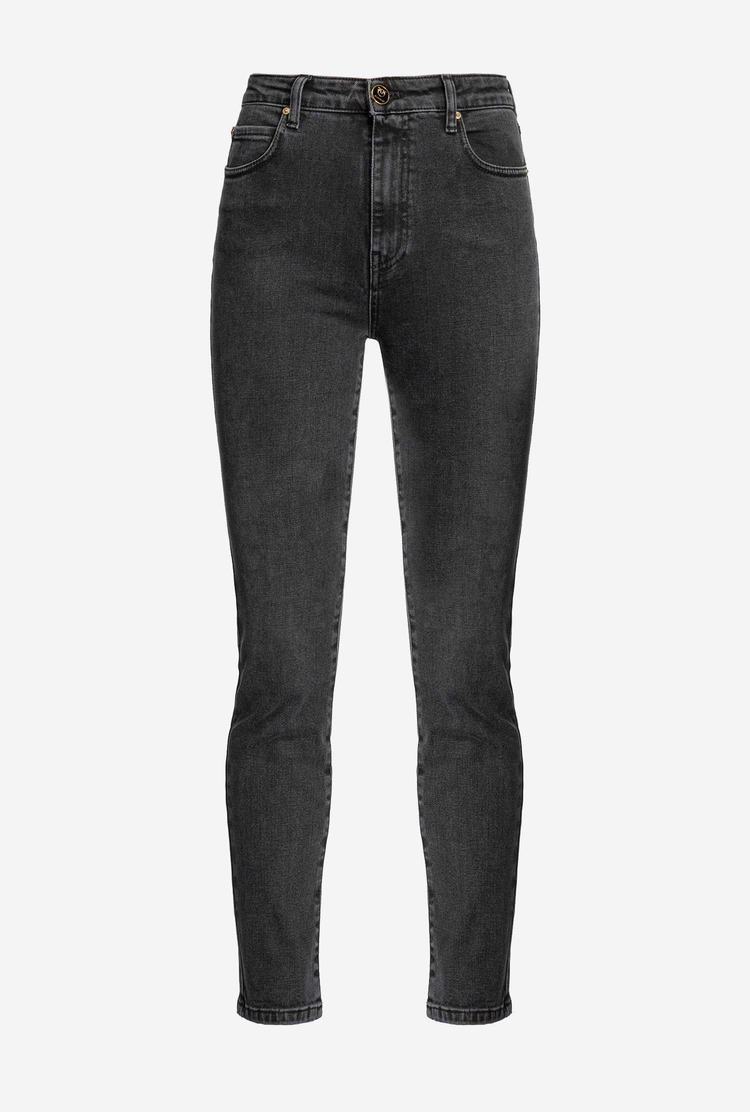 Grey Women's Pinko Snug-fitting Black Denim Jeans | Ireland-45683279